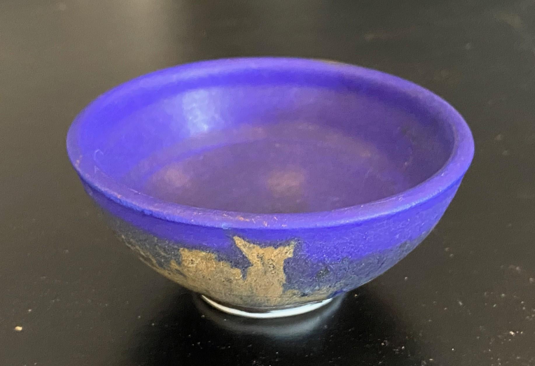 Mid-Century Modern Tashiko Tazaezu Signed Japanese Hawaiian Makaha Blue Pottery Chawan Tea Bowl