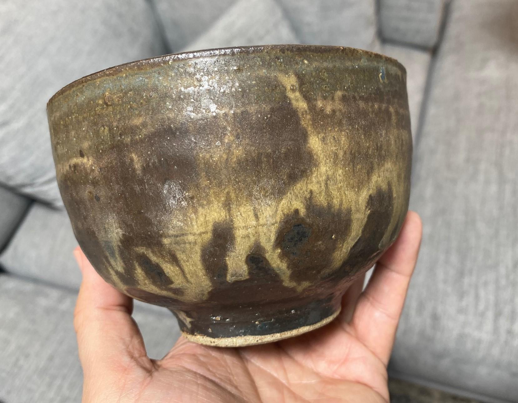 Tashiko Tazaezu Signé Japanese Hawaiian Studio Pottery Glazed Chawan Tea Bowl en vente 1