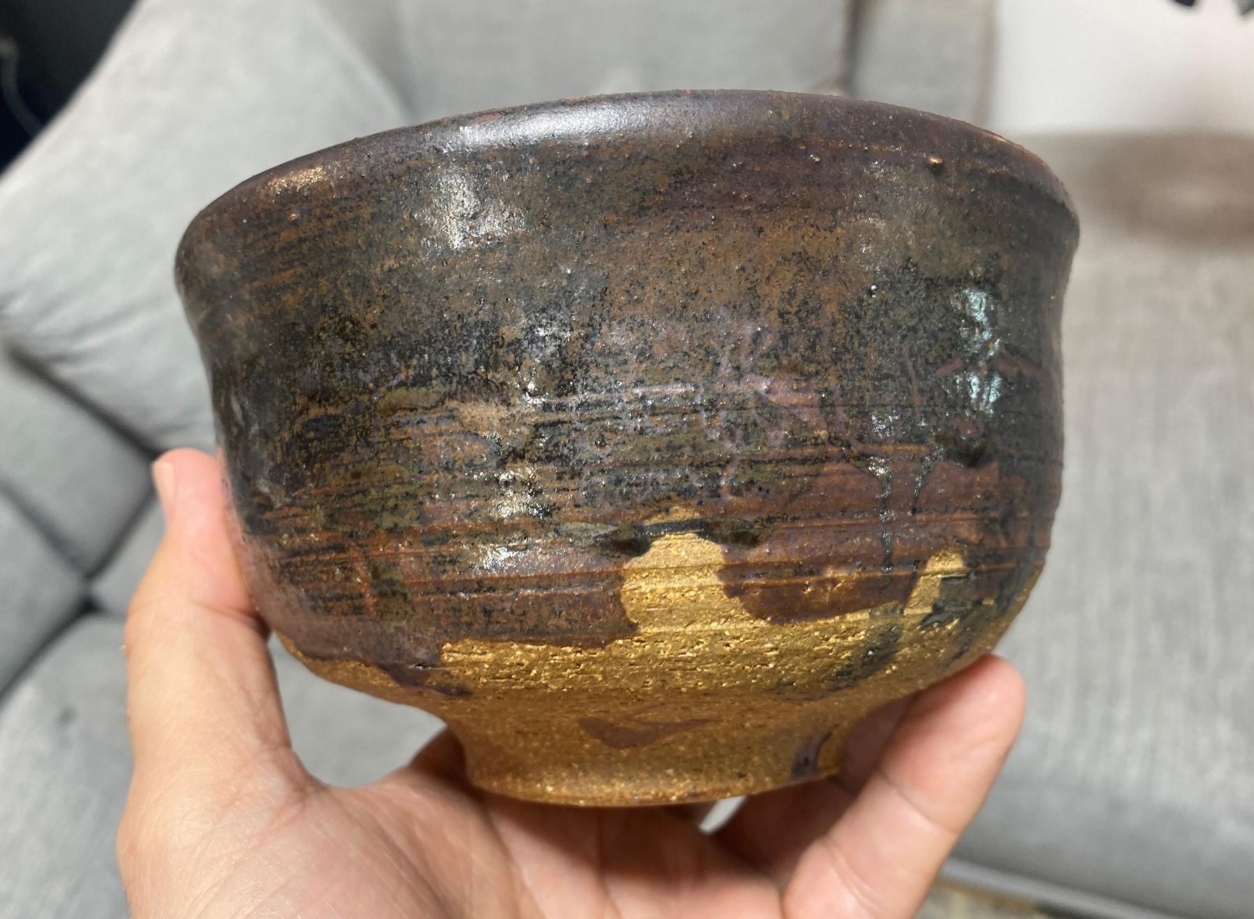 Tashiko Tazaezu Signé Japanese Hawaiian Studio Pottery Glazed Chawan Tea Bowl en vente 2