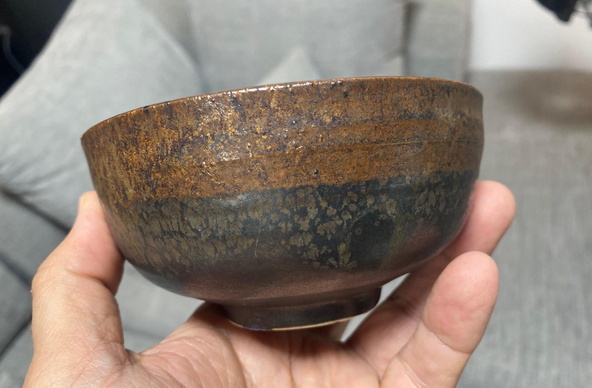 Tashiko Tazaezu Signé Japanese Hawaiian Studio Pottery Glazed Chawan Tea Bowl en vente 2