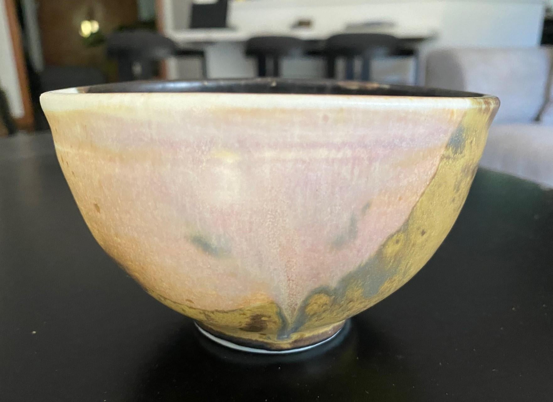 Tashiko Tazaezu Signed Japanese Hawaiian Studio Pottery Glazed Chawan Tea Bowl 2