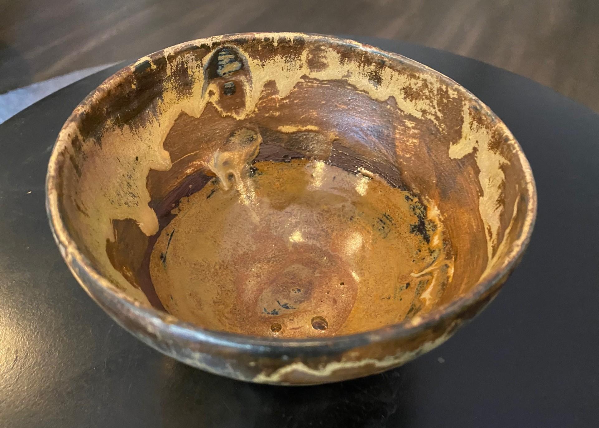 Tashiko Tazaezu Signé Japanese Hawaiian Studio Pottery Glazed Chawan Tea Bowl en vente 2