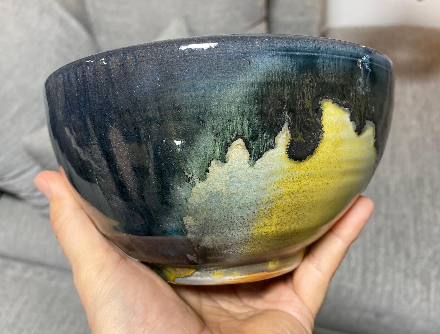 Tashiko Tazaezu Signed Japanese Hawaiian Studio Pottery Glazed Chawan Tea Bowl 3