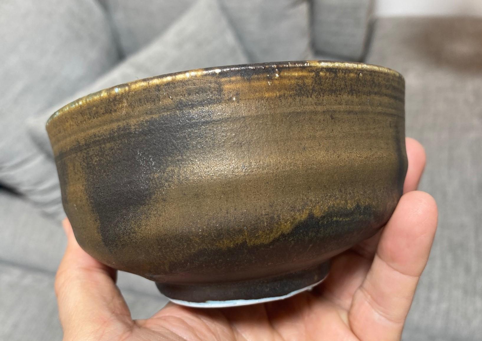 Tashiko Tazaezu Signé Japanese Hawaiian Studio Pottery Glazed Chawan Tea Bowl en vente 2