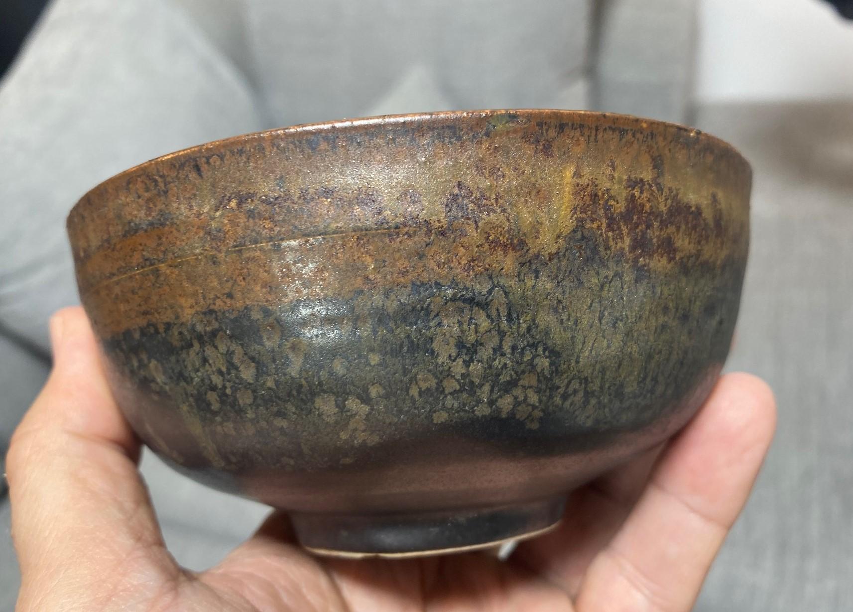 Tashiko Tazaezu Signé Japanese Hawaiian Studio Pottery Glazed Chawan Tea Bowl en vente 3