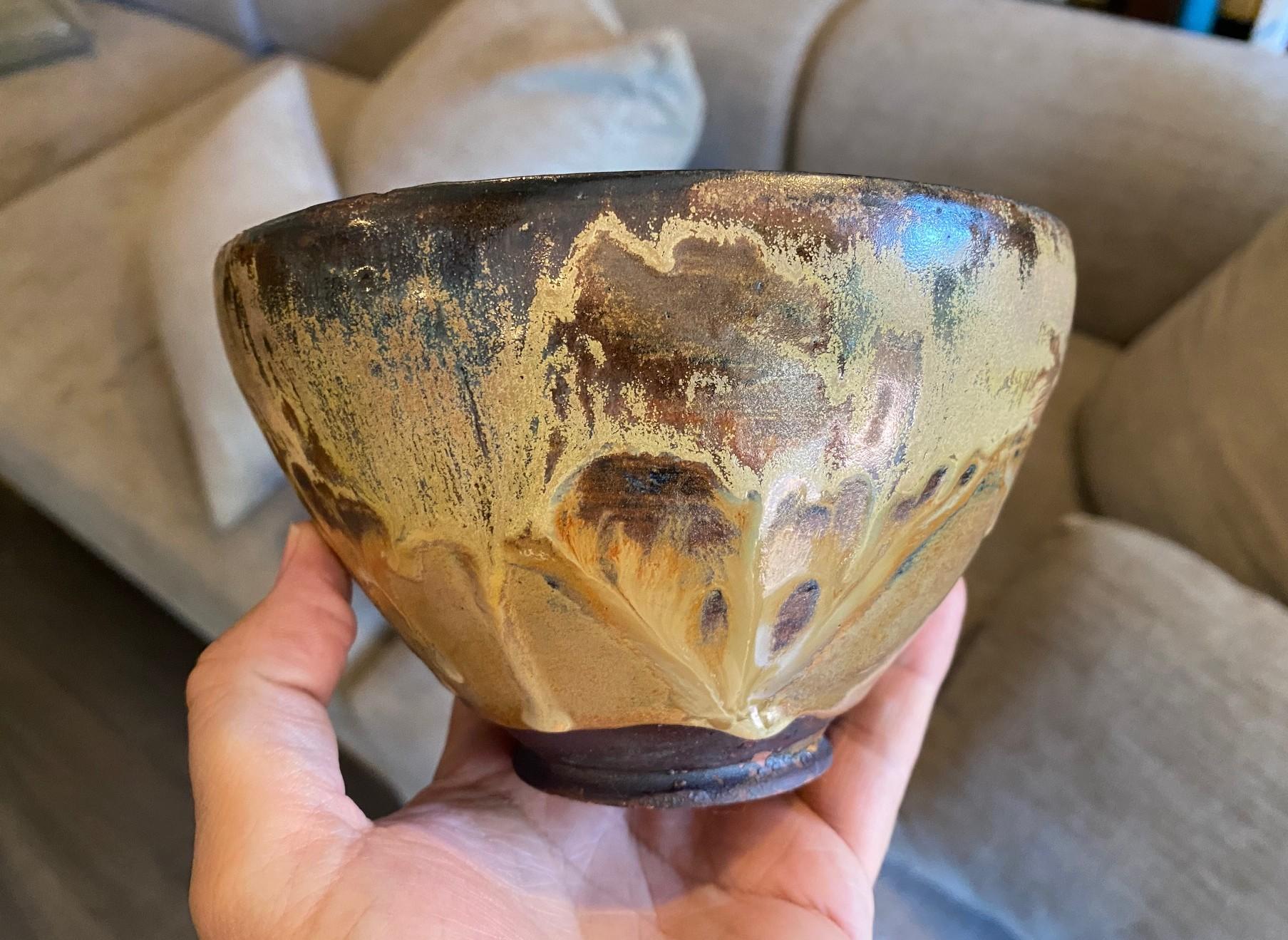 Tashiko Tazaezu Signé Japanese Hawaiian Studio Pottery Glazed Chawan Tea Bowl en vente 3