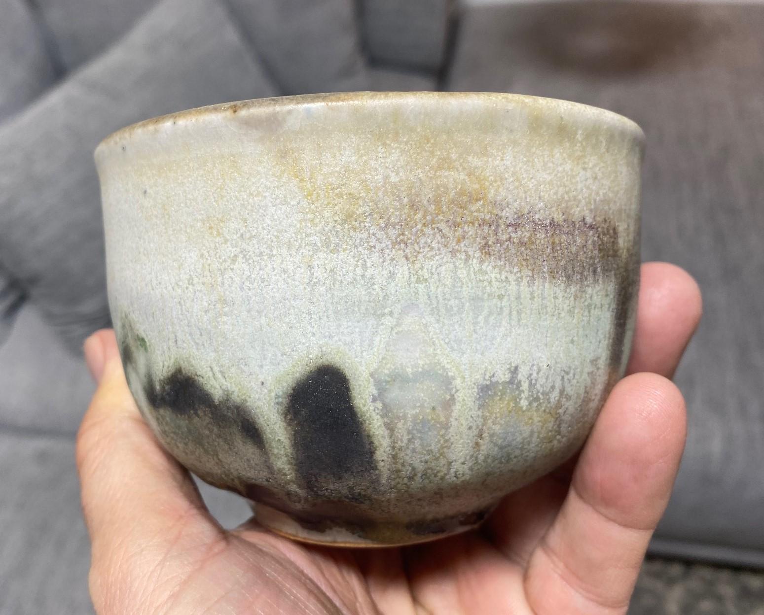 Tashiko Tazaezu Signed Japanese Hawaiian Studio Pottery Glazed Chawan Tea Bowl For Sale 3
