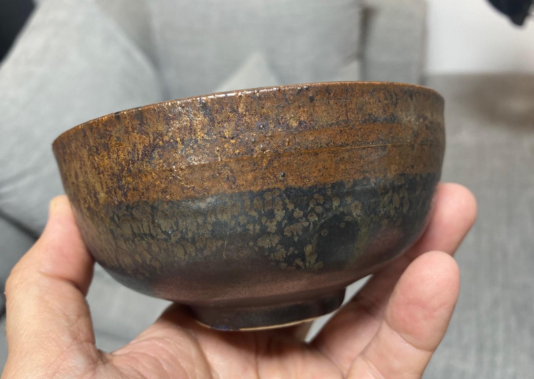 Tashiko Tazaezu Signé Japanese Hawaiian Studio Pottery Glazed Chawan Tea Bowl en vente 4