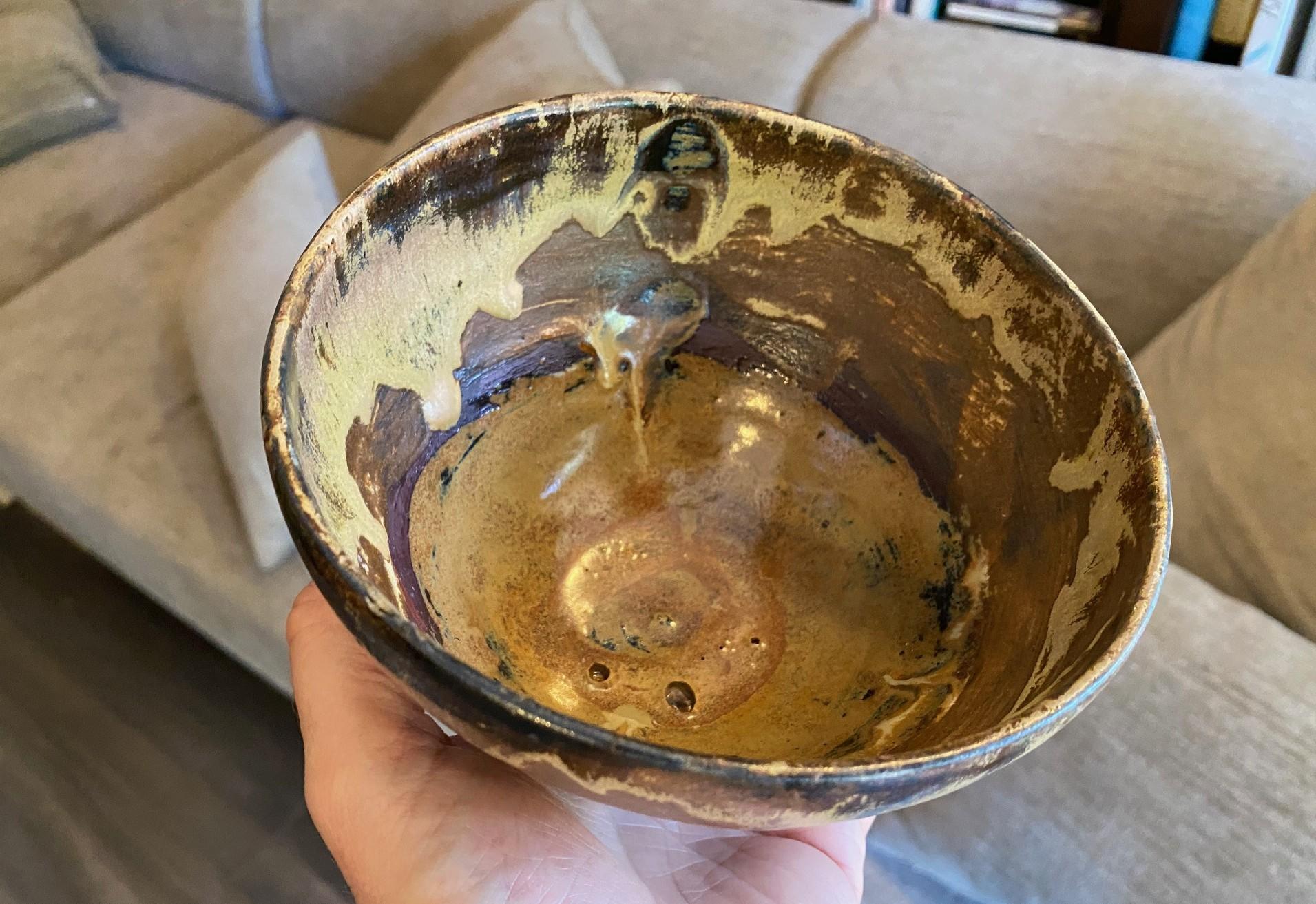 Tashiko Tazaezu Signé Japanese Hawaiian Studio Pottery Glazed Chawan Tea Bowl en vente 4