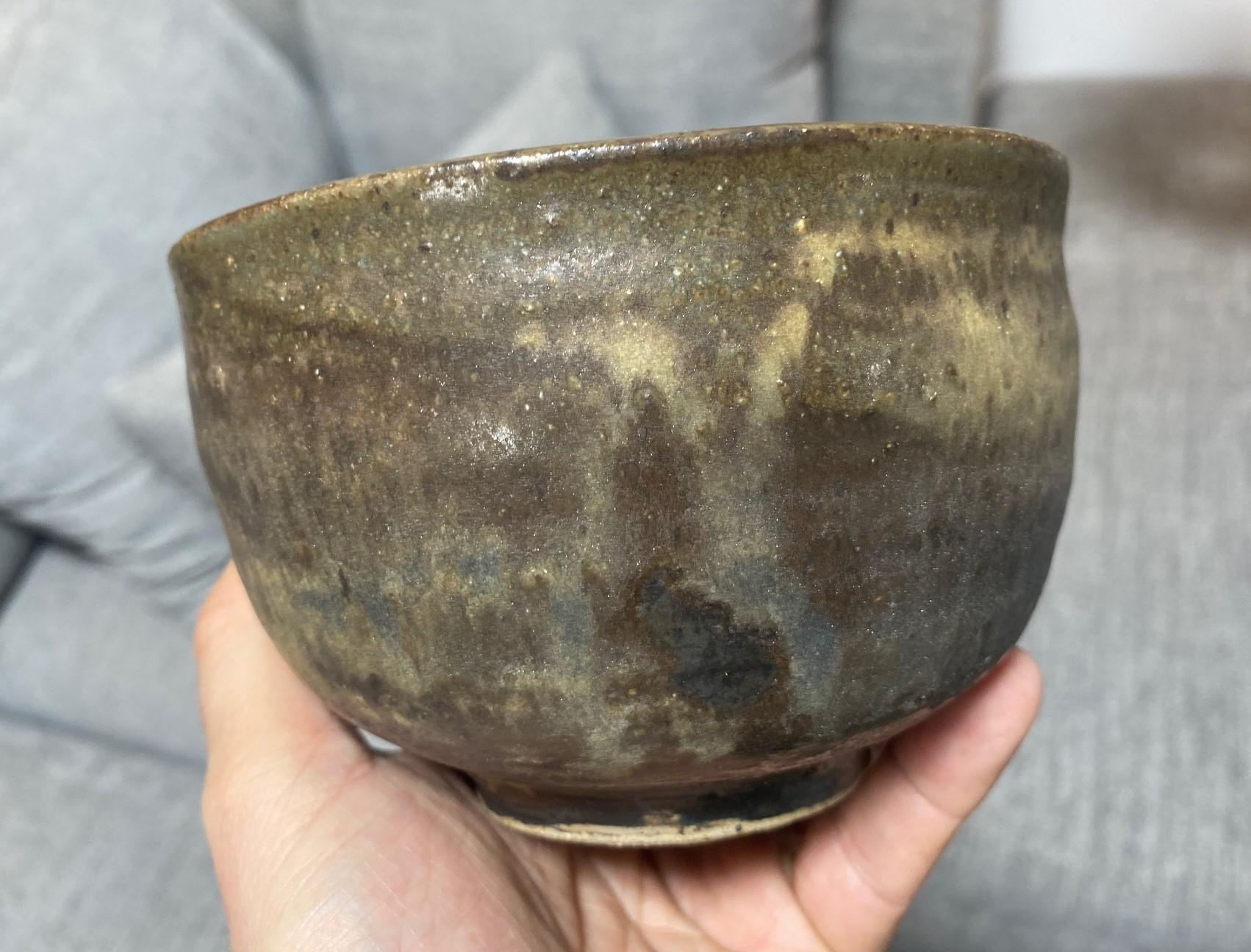 Tashiko Tazaezu Signé Japanese Hawaiian Studio Pottery Glazed Chawan Tea Bowl en vente 4