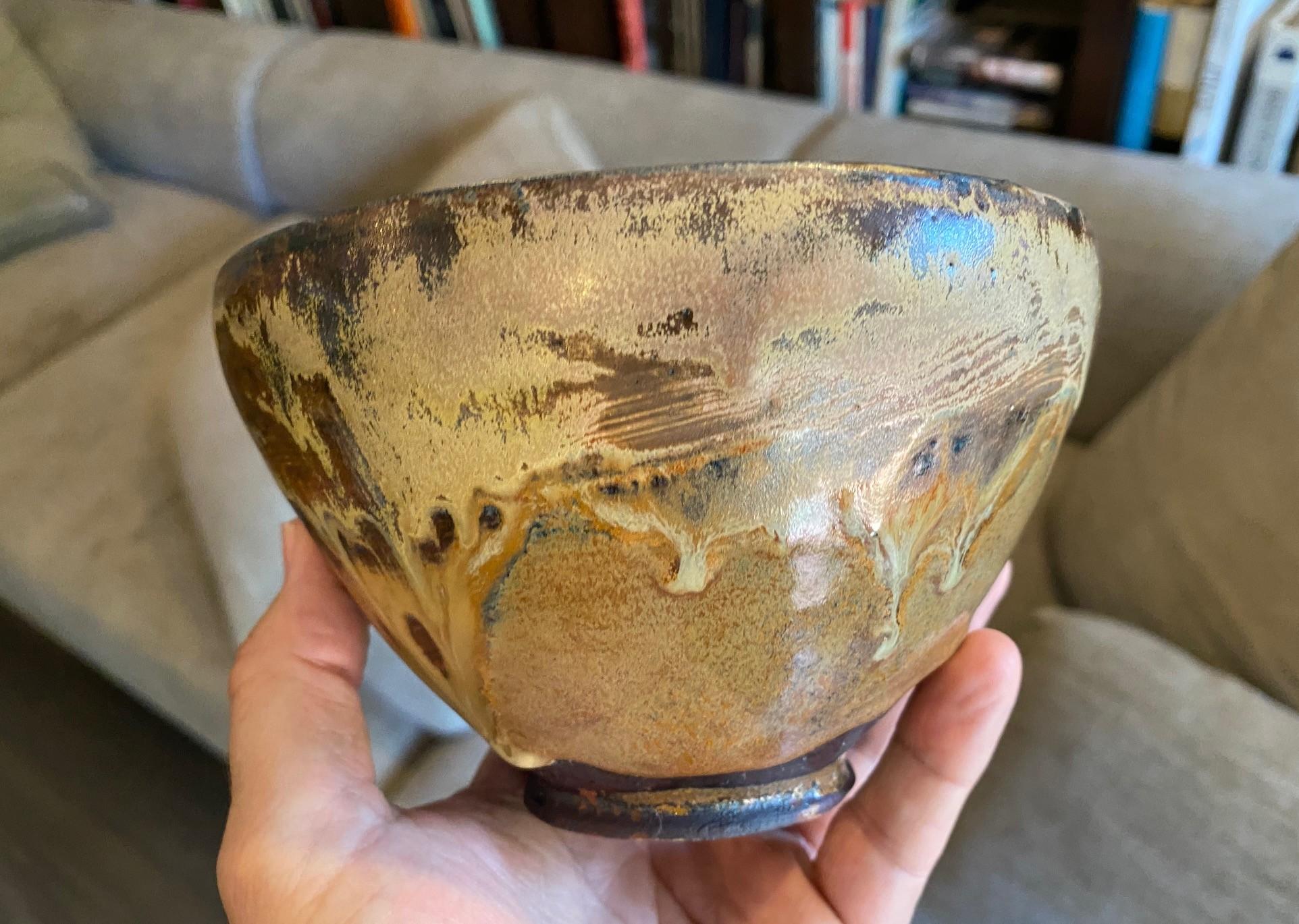 Tashiko Tazaezu Signé Japanese Hawaiian Studio Pottery Glazed Chawan Tea Bowl en vente 5