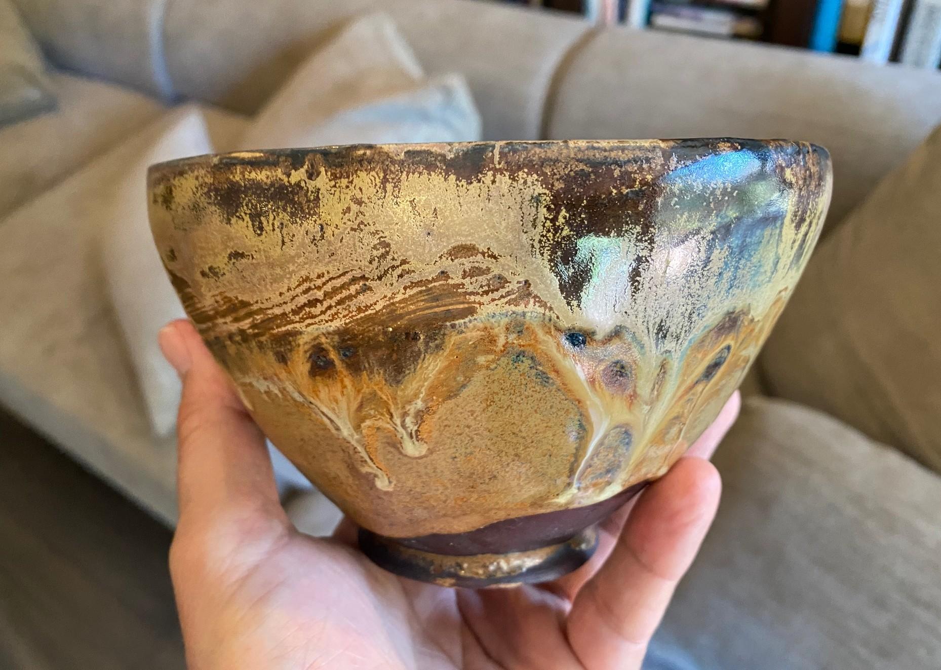 Tashiko Tazaezu Signé Japanese Hawaiian Studio Pottery Glazed Chawan Tea Bowl en vente 6