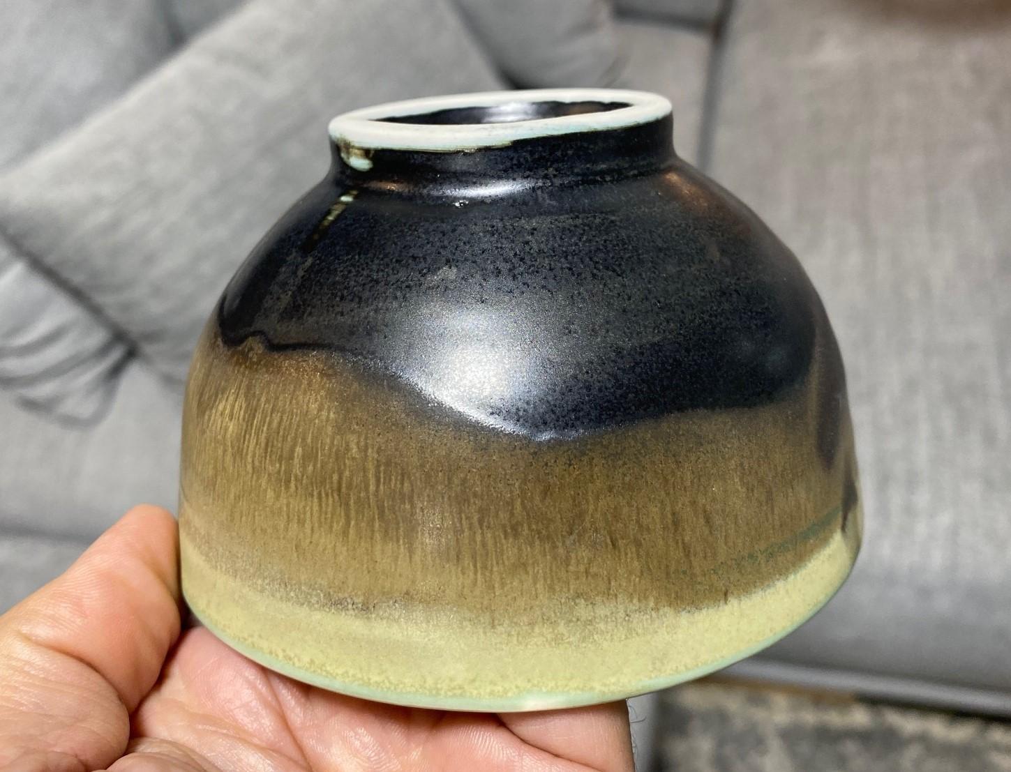 Tashiko Tazaezu Signed Japanese Hawaiian Studio Pottery Glazed Chawan Tea Bowl For Sale 8