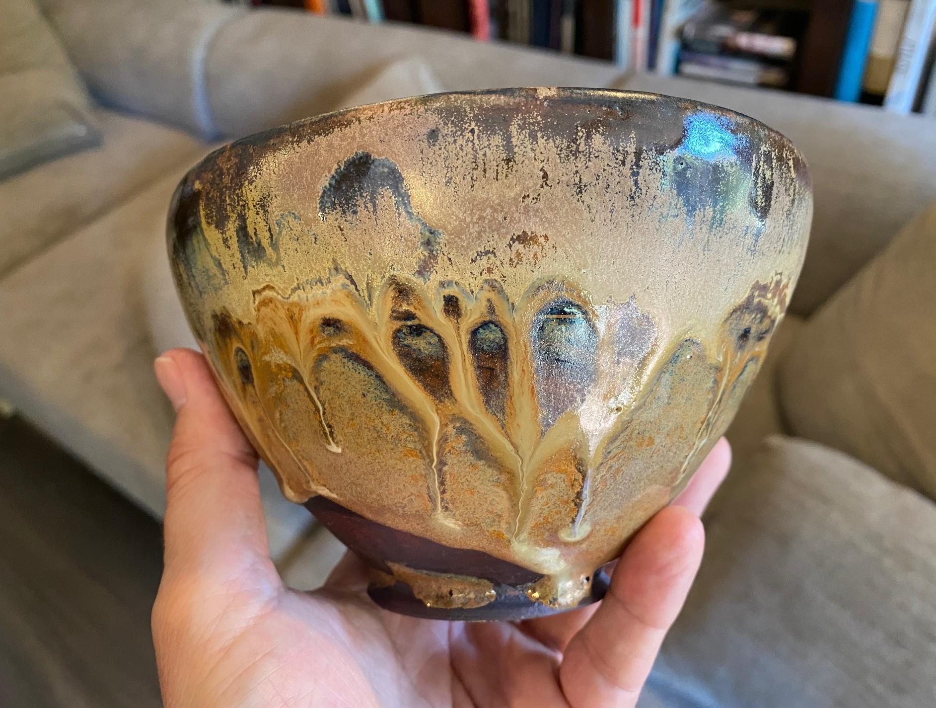 Tashiko Tazaezu Signé Japanese Hawaiian Studio Pottery Glazed Chawan Tea Bowl en vente 8