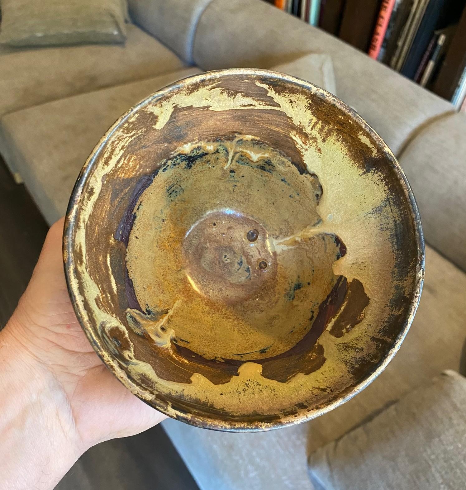 Tashiko Tazaezu Signé Japanese Hawaiian Studio Pottery Glazed Chawan Tea Bowl en vente 9