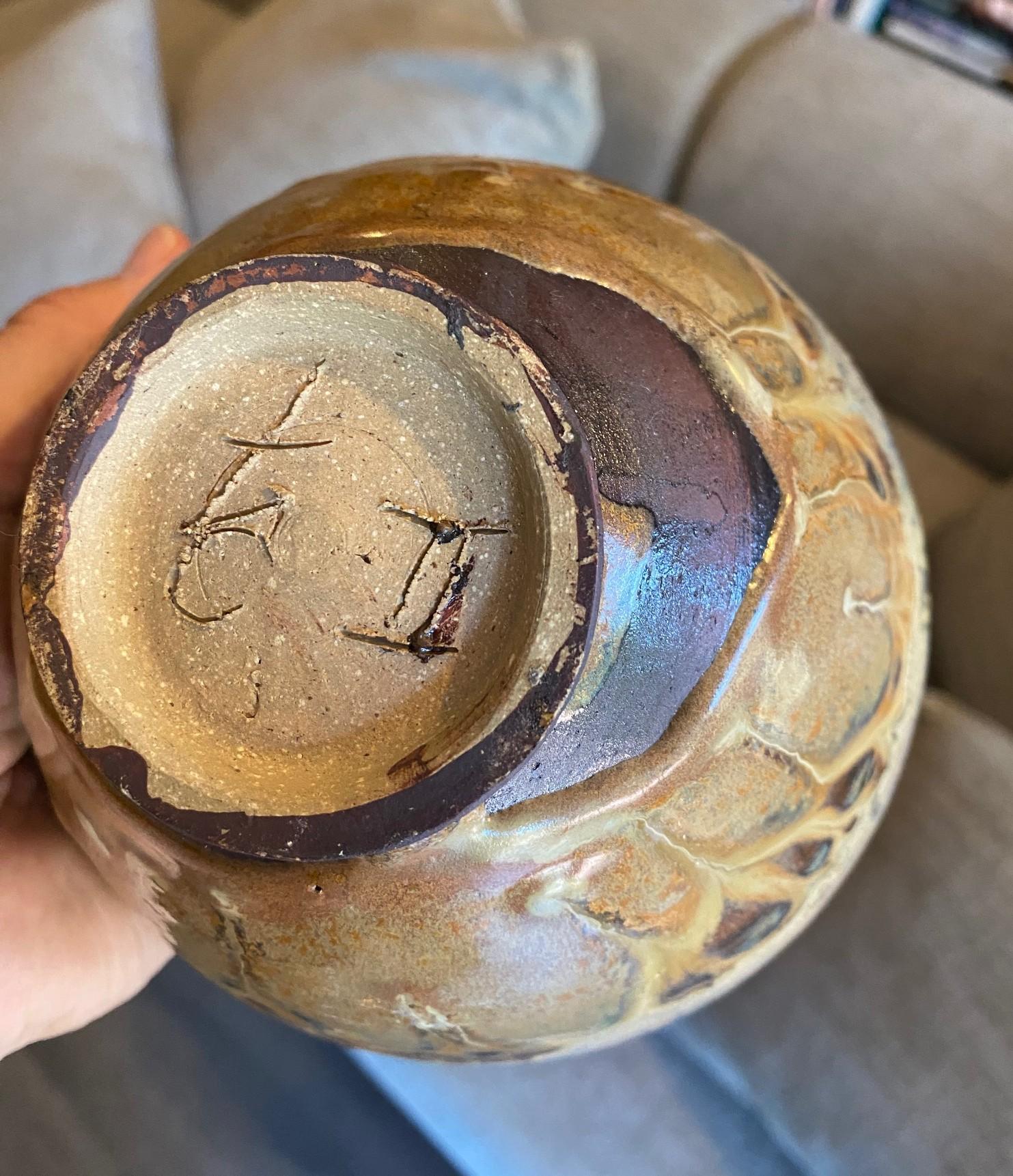 Tashiko Tazaezu Signé Japanese Hawaiian Studio Pottery Glazed Chawan Tea Bowl en vente 12