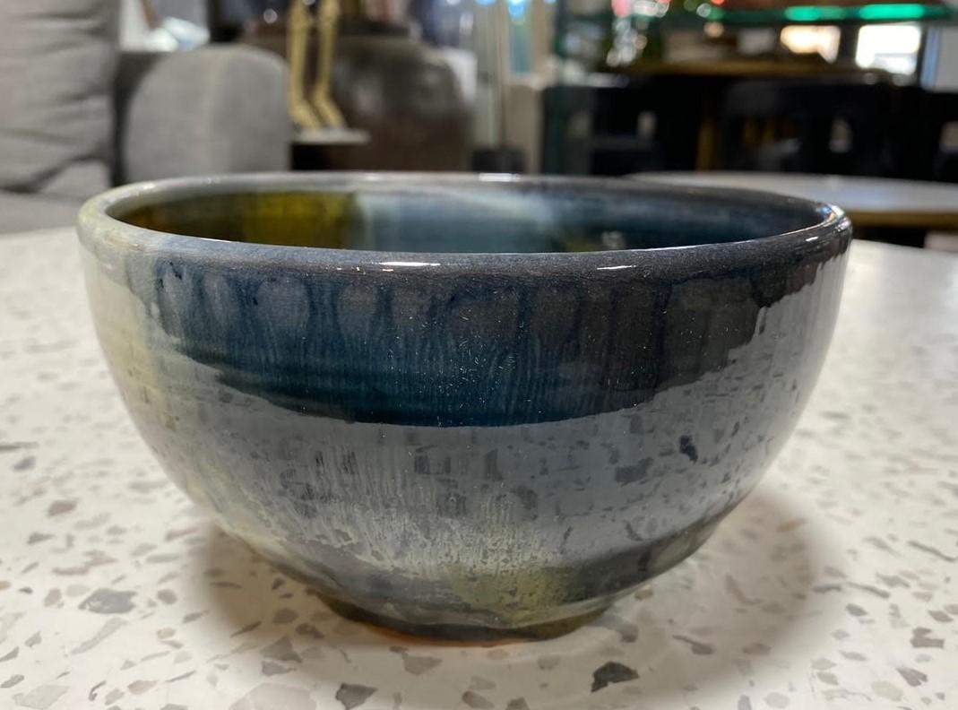 American Tashiko Tazaezu Signed Japanese Hawaiian Studio Pottery Glazed Chawan Tea Bowl