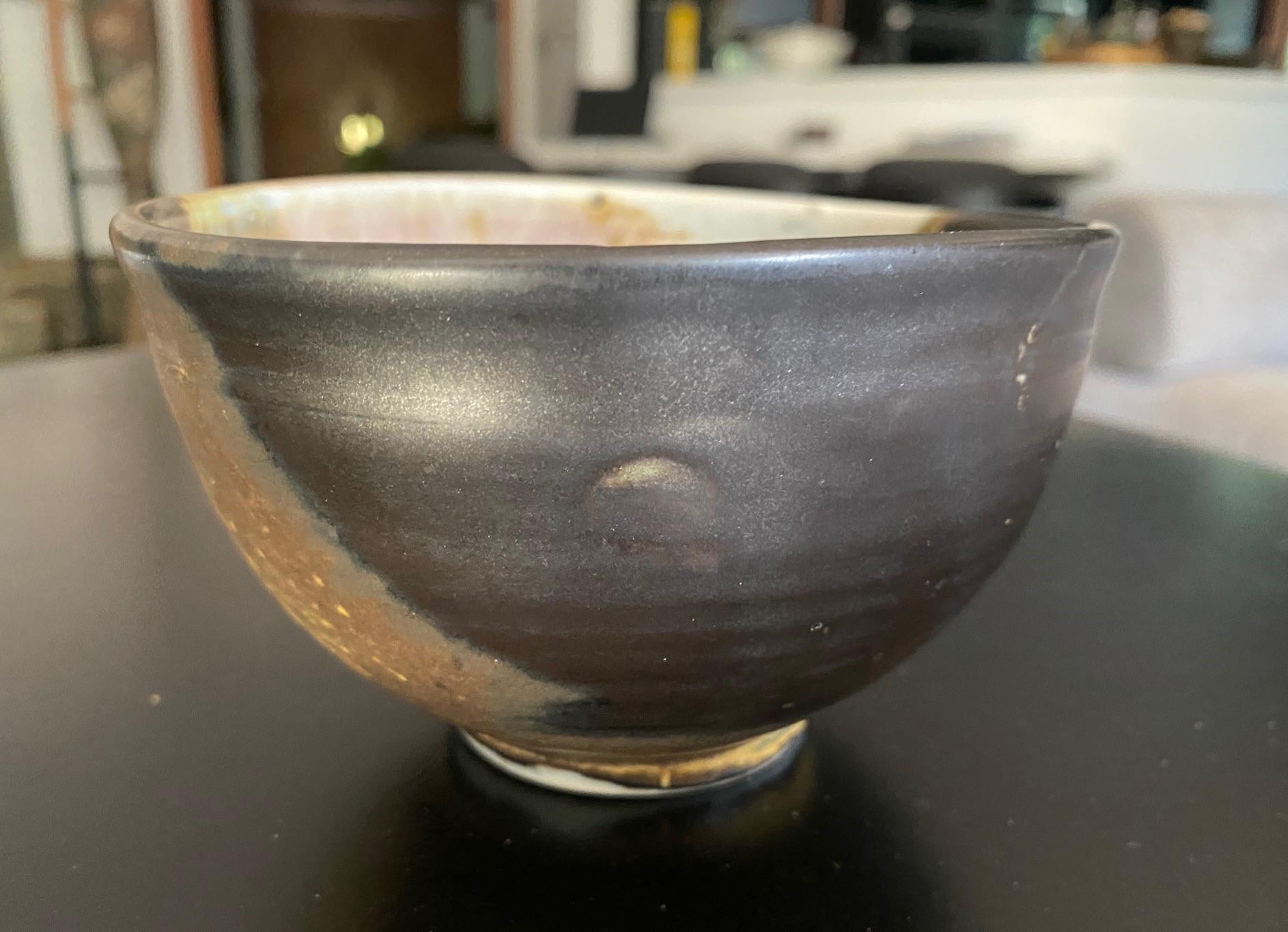 20th Century Tashiko Tazaezu Signed Japanese Hawaiian Studio Pottery Glazed Chawan Tea Bowl