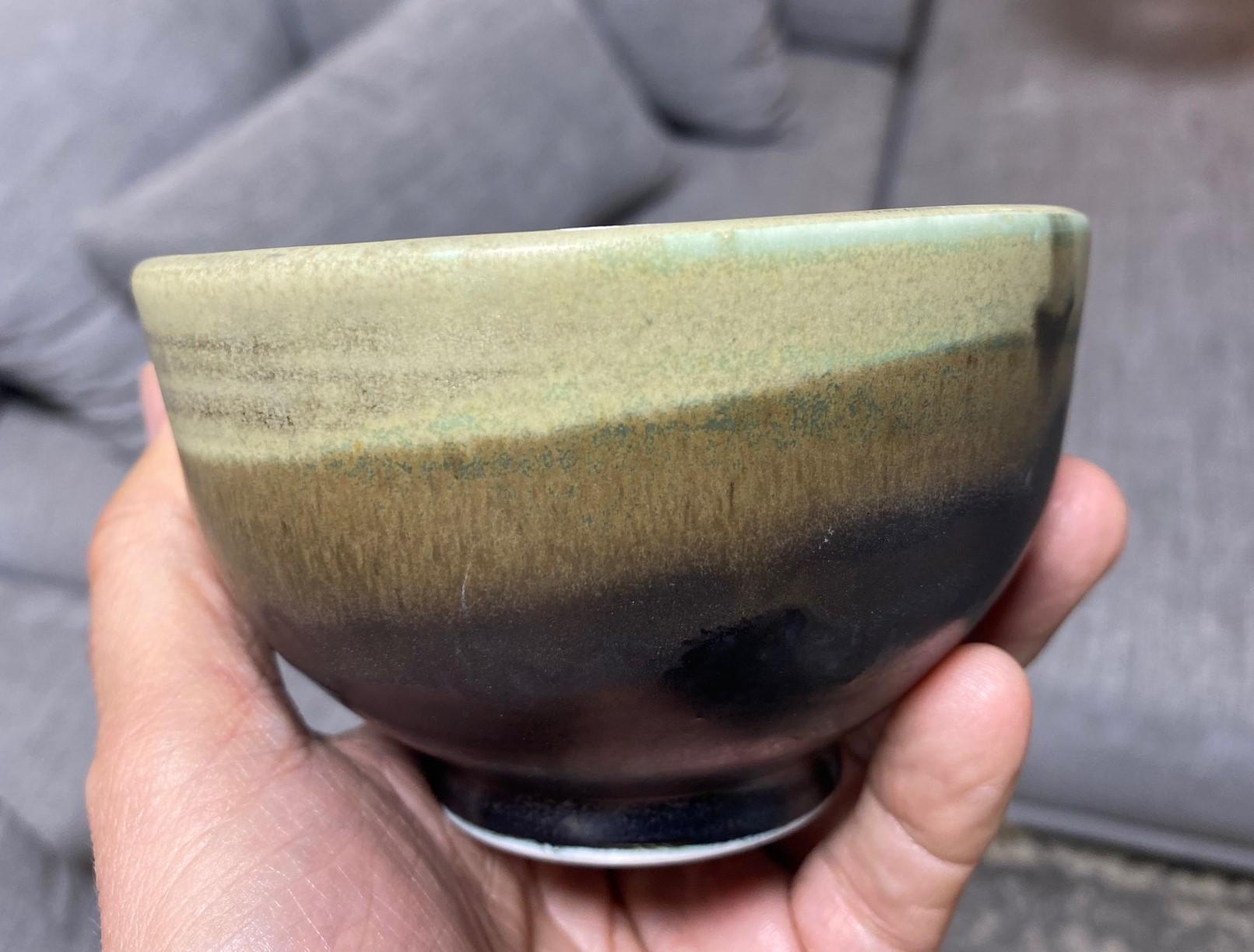 Tashiko Tazaezu Signed Japanese Hawaiian Studio Pottery Glazed Chawan Tea Bowl For Sale 1