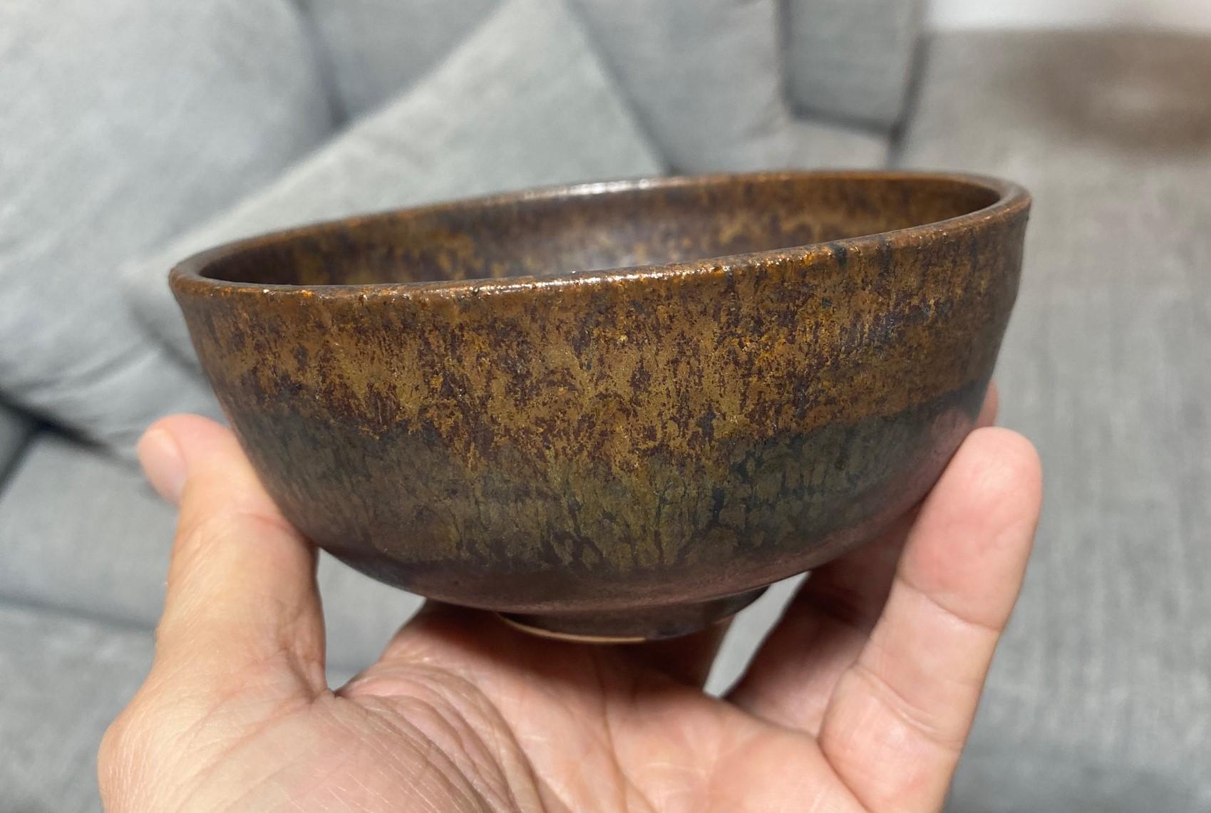 Tashiko Tazaezu Signé Japanese Hawaiian Studio Pottery Glazed Chawan Tea Bowl en vente 1