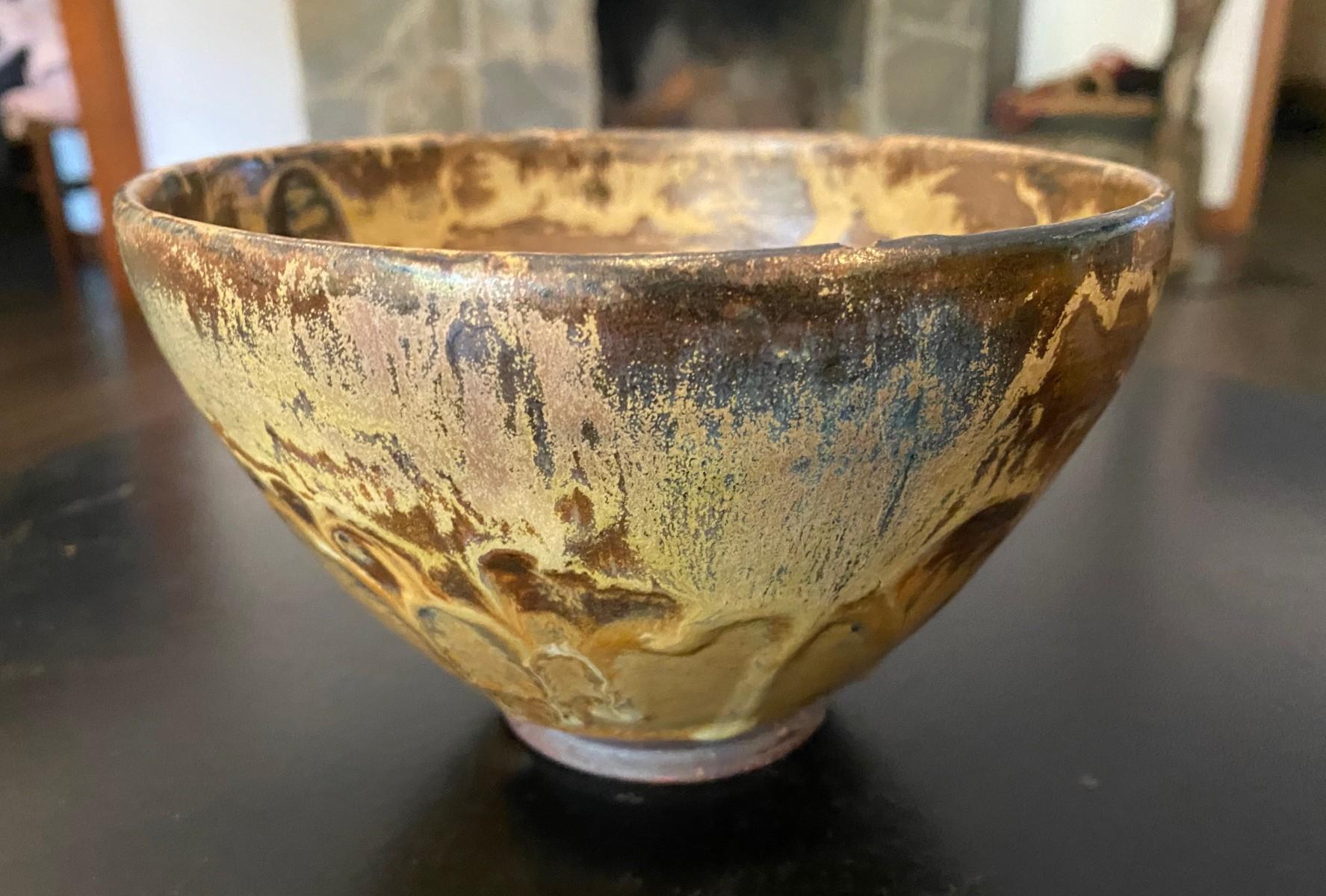 Tashiko Tazaezu Signé Japanese Hawaiian Studio Pottery Glazed Chawan Tea Bowl en vente 1