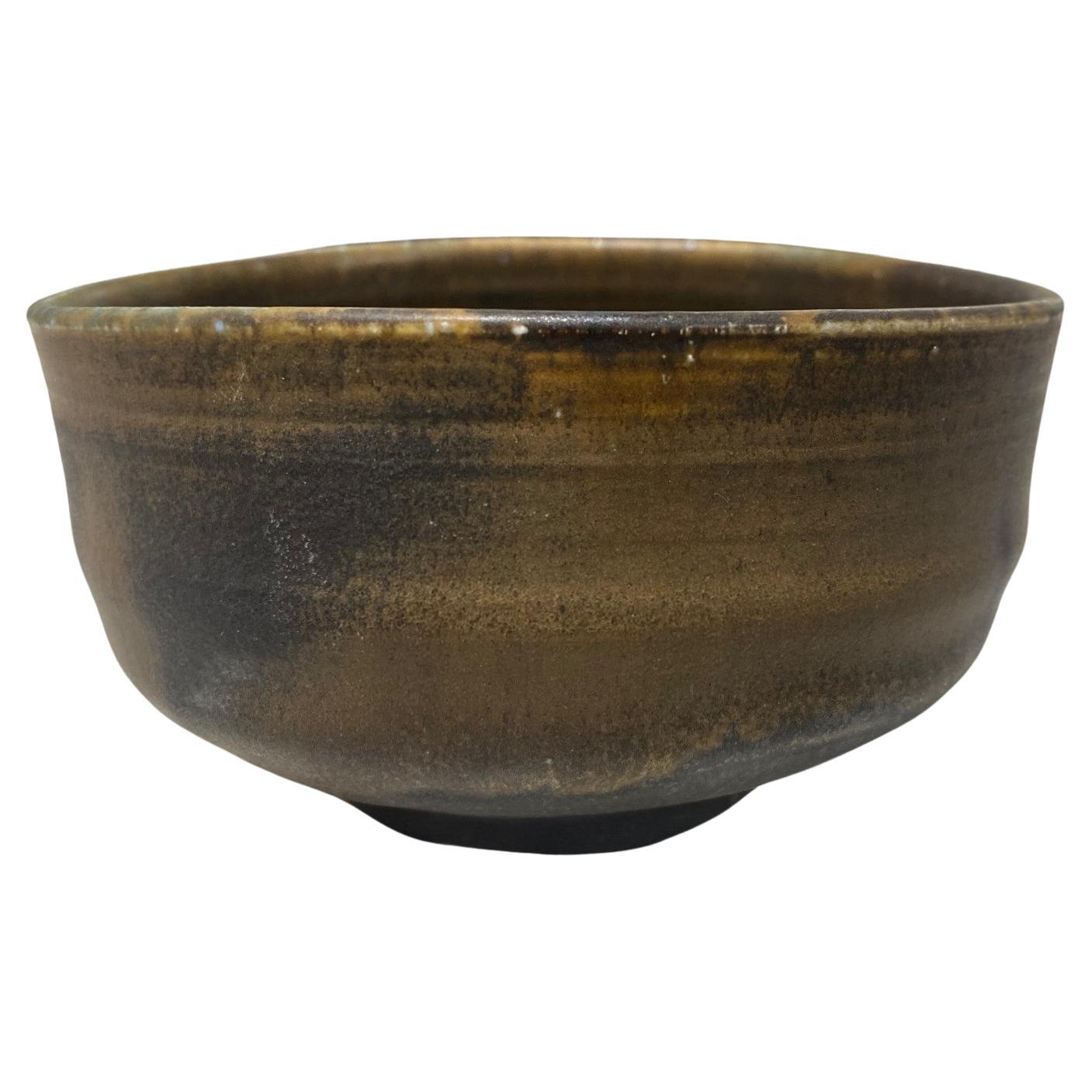 Tashiko Tazaezu Signed Japanese Hawaiian Studio Pottery Glazed Chawan Tea Bowl For Sale