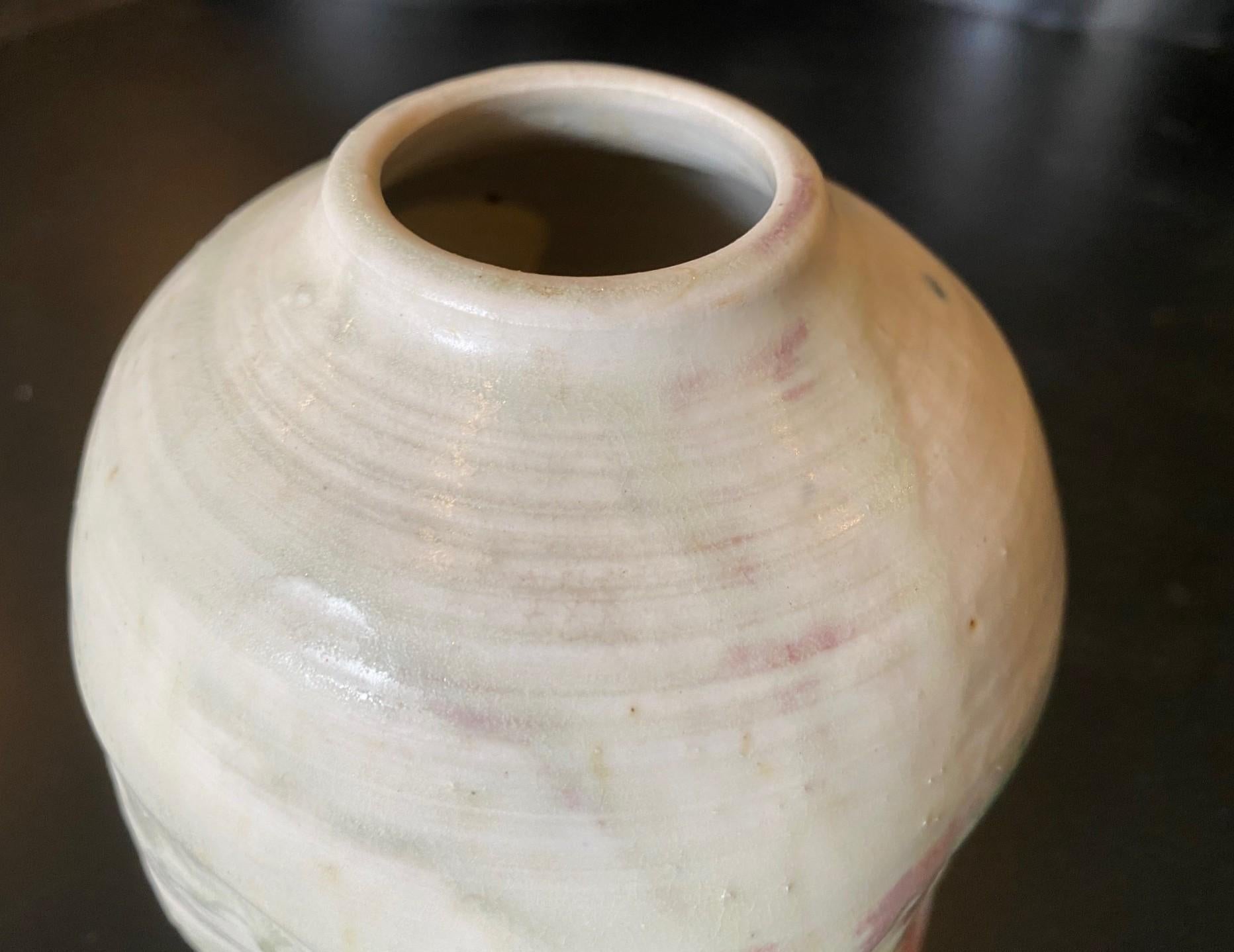Tashiko Tazaezu Signed Japanese Hawaiian Studio Pottery Modernist Abstract Vase For Sale 2
