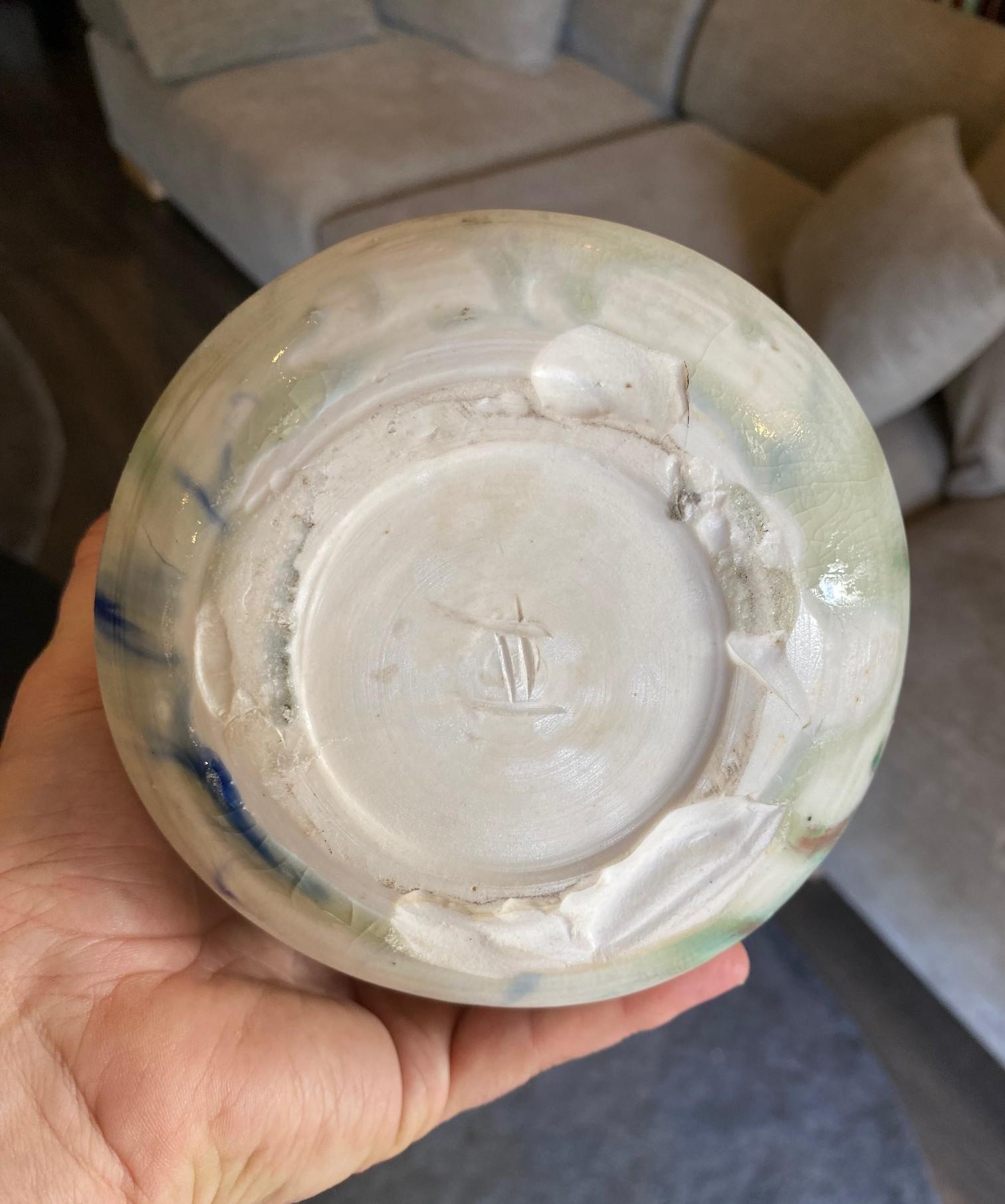 Tashiko Tazaezu Signed Japanese Hawaiian Studio Pottery Modernist Abstract Vase For Sale 8