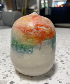 Tashiko Tazaezu Signed Japanese Studio Pottery Closed Form With Rattle Sculpture