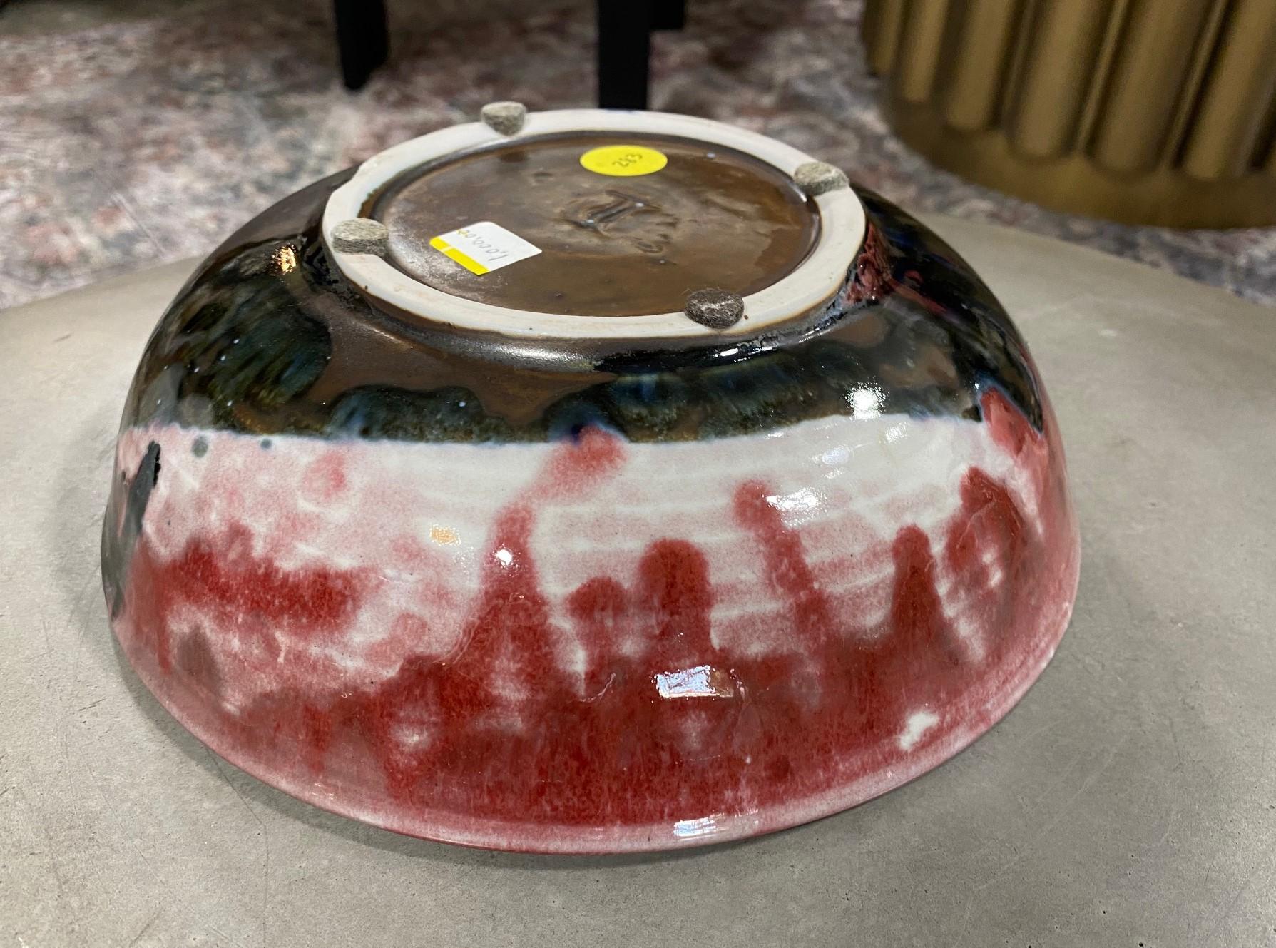 Tashiko Tazaezu Signed Mid-Century Glazed Oxblood Studio Pottery Ceramic Bowl 5
