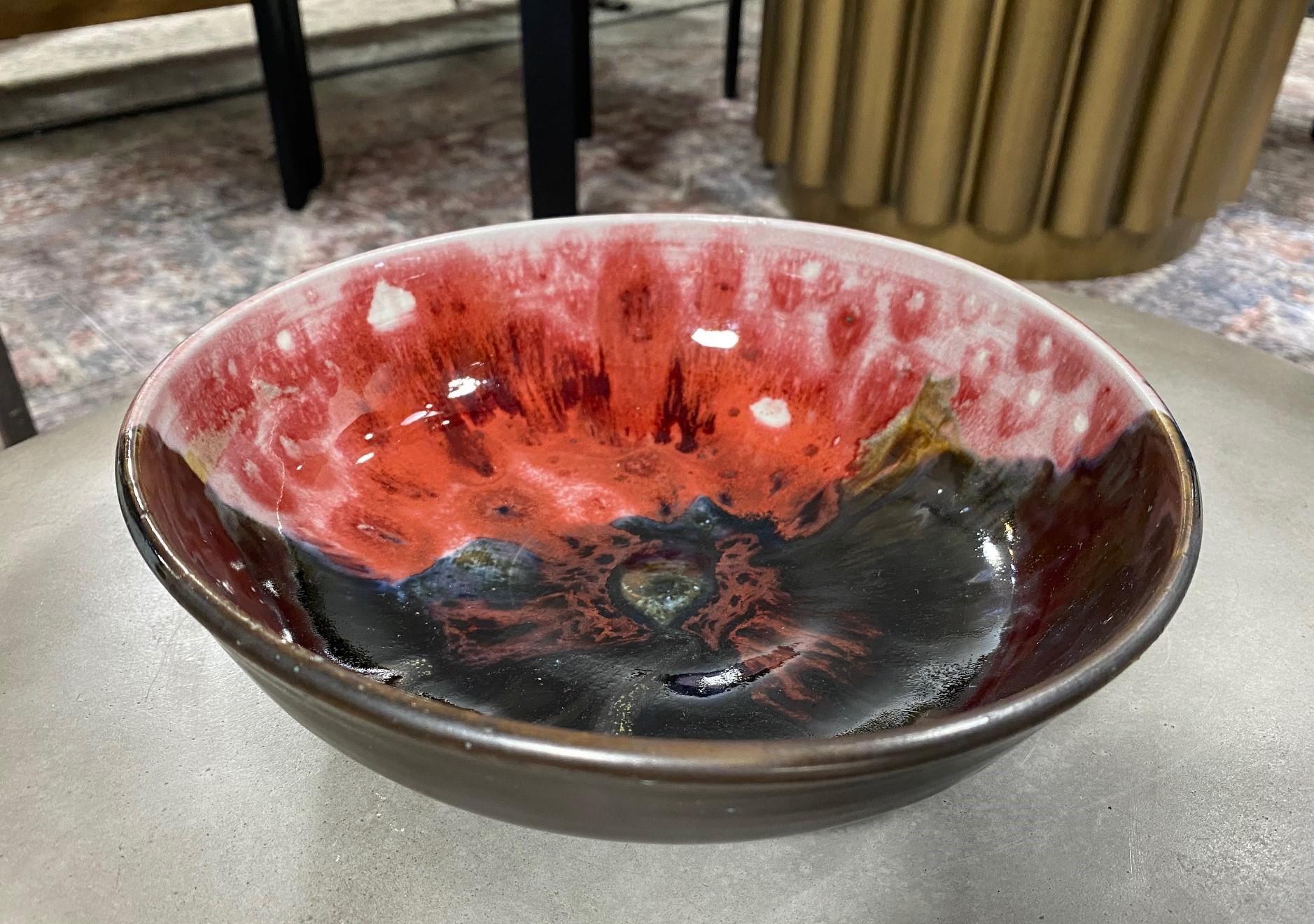 An absolutely gorgeous and wonderful large bowl by famed Japanese American pottery master Toshiko Takaezu. This work along with four others we have listed were acquired directly from the artist in the 1970s-90s by a collector who was a personal
