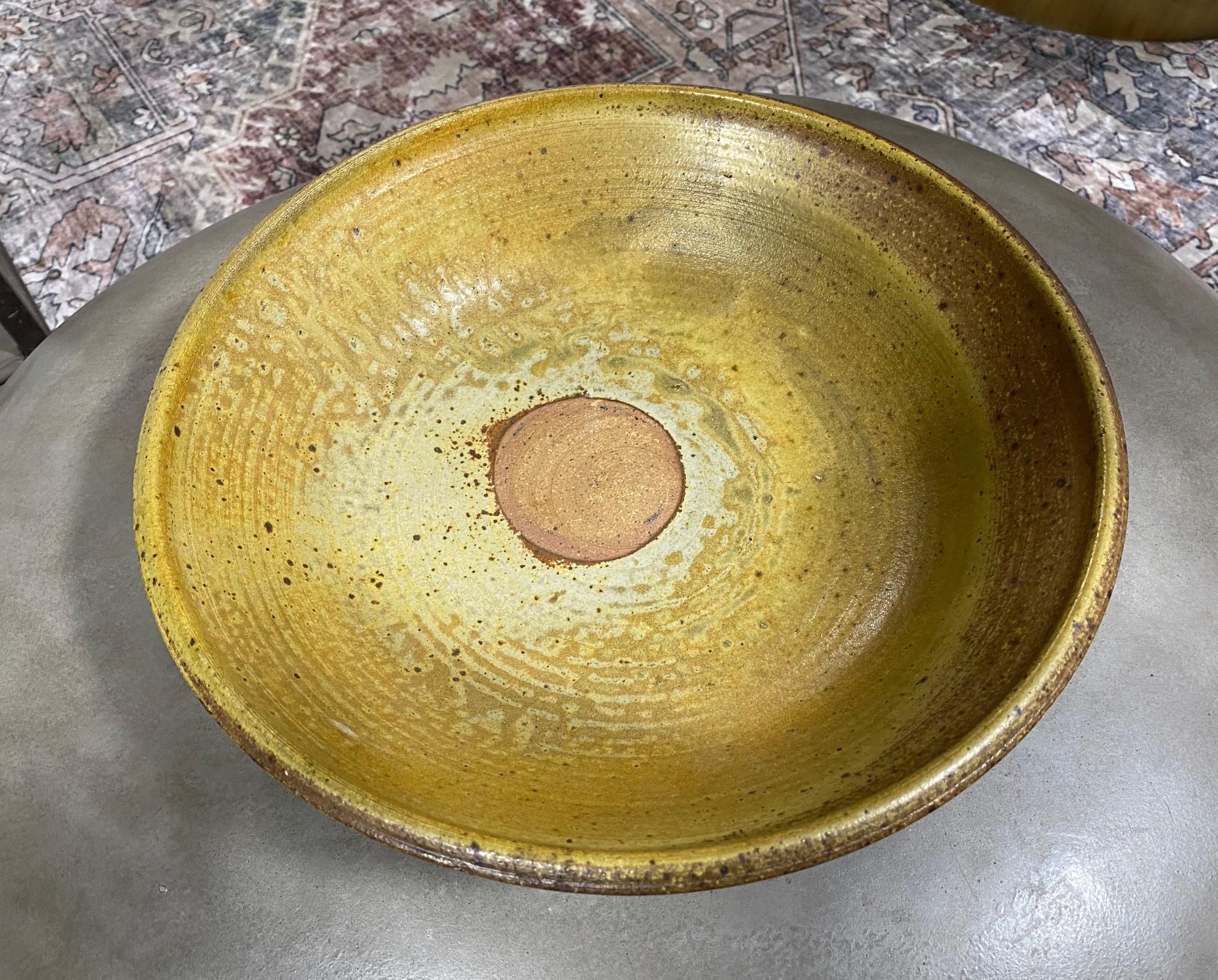 North American Tashiko Tazaezu Signed Midcentury Japanese Large Studio Pottery Ceramic Bowl