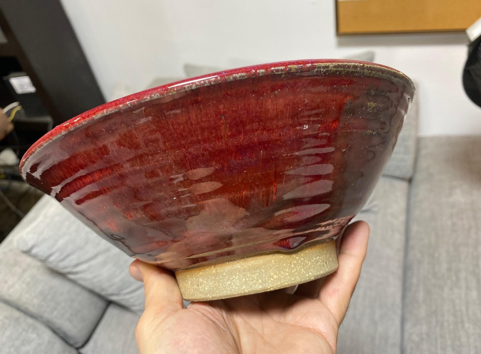 Tashiko Tazaezu Signé Mid-Century Japanese Studio Pottery Glazed Oxblood Bol en vente 3