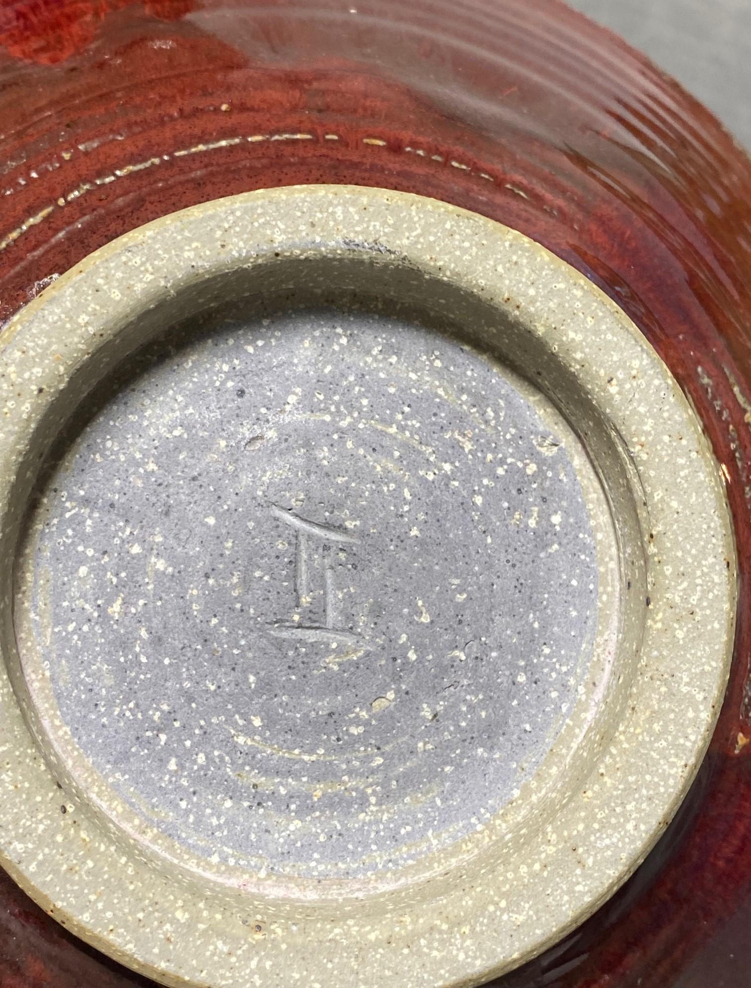 Tashiko Tazaezu Signé Mid-Century Japanese Studio Pottery Glazed Oxblood Bol en vente 5