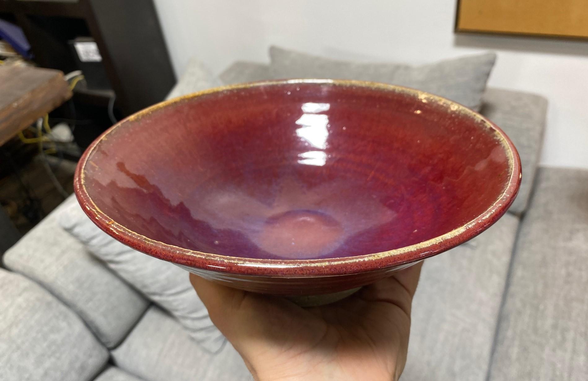 Tashiko Tazaezu Signé Mid-Century Japanese Studio Pottery Glazed Oxblood Bol en vente 1