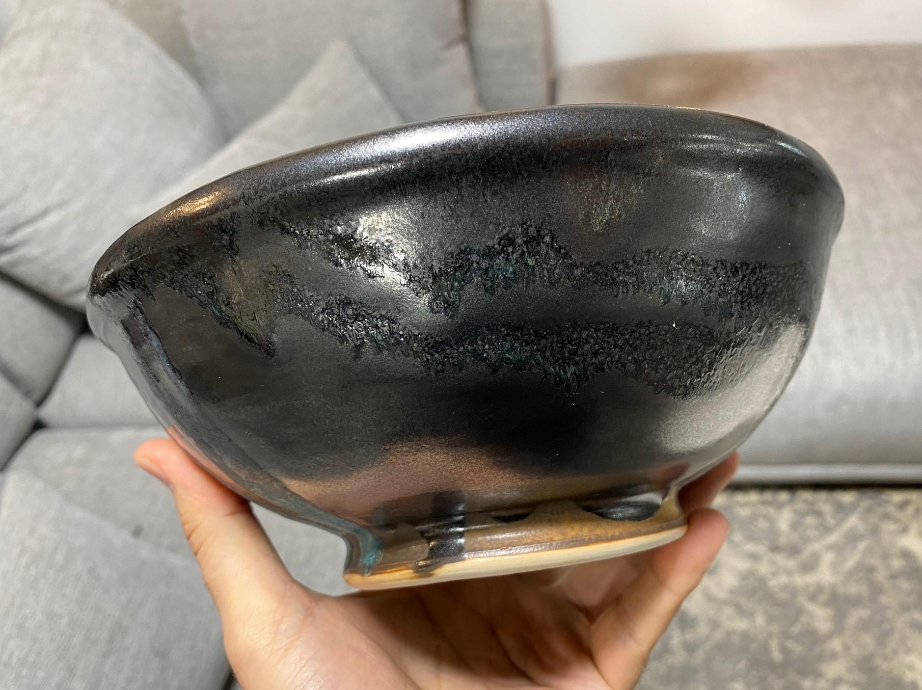 Tashiko Tazaezu Signed Mid-Century Modern Japanese Hawaiian Studio Pottery Bowl For Sale 7