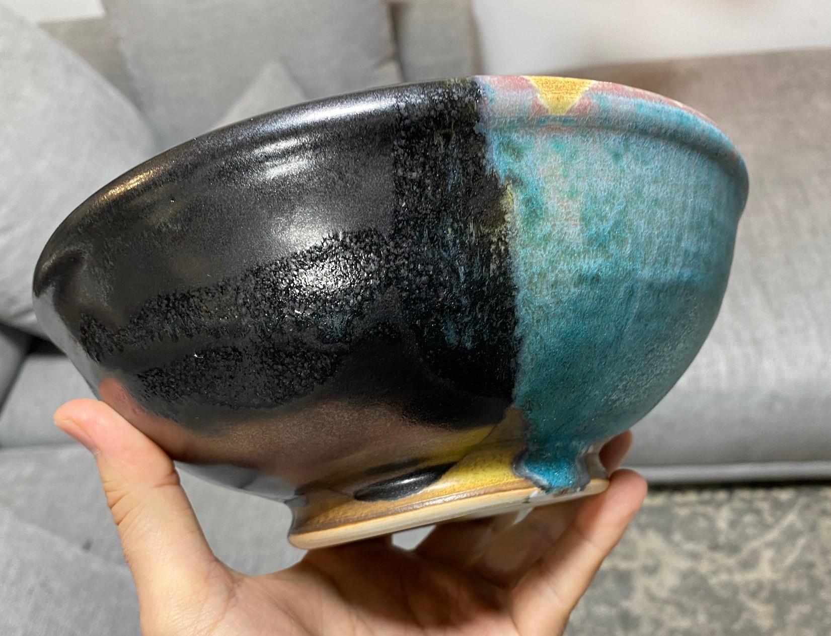 Tashiko Tazaezu Signed Mid-Century Modern Japanese Hawaiian Studio Pottery Bowl For Sale 8