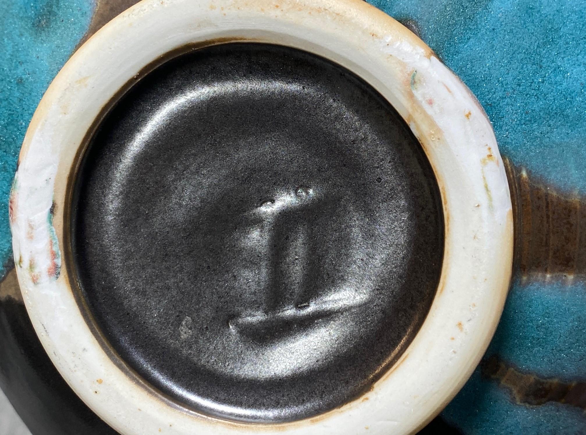 Tashiko Tazaezu Signed Mid-Century Modern Japanese Hawaiian Studio Pottery Bowl For Sale 11