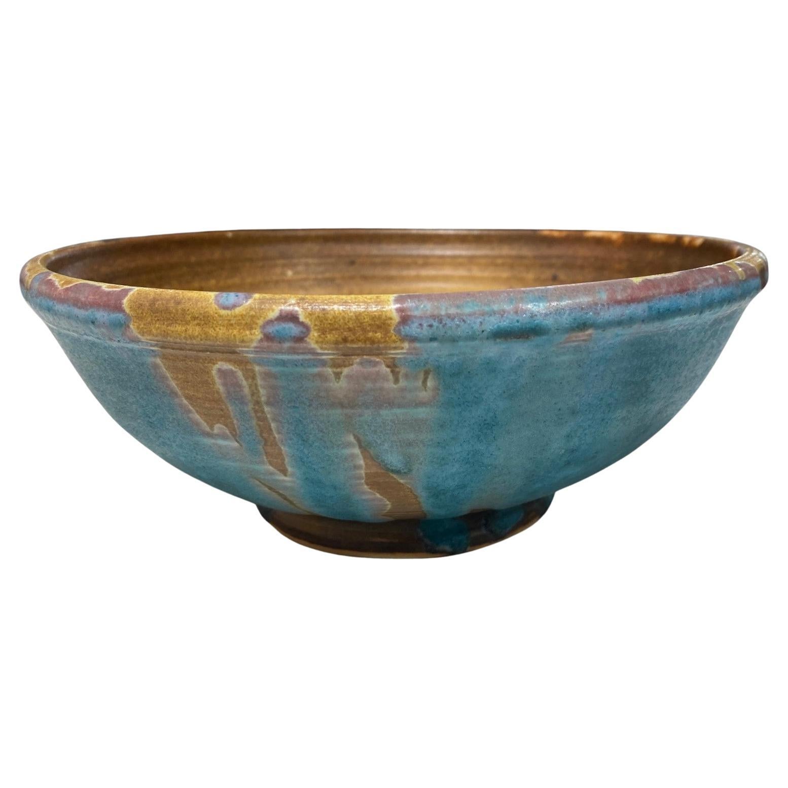 Tashiko Tazaezu Signé Mid-Century Modern Japanese Hawaiian Studio Pottery Bowl (bol en poterie hawaïenne signé) en vente