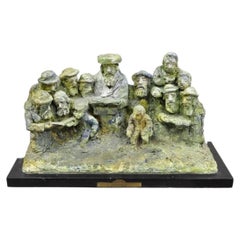 "Tashlich" by Samuel M Segal Judaism Vintage Brutalist Green Plaster Sculpture