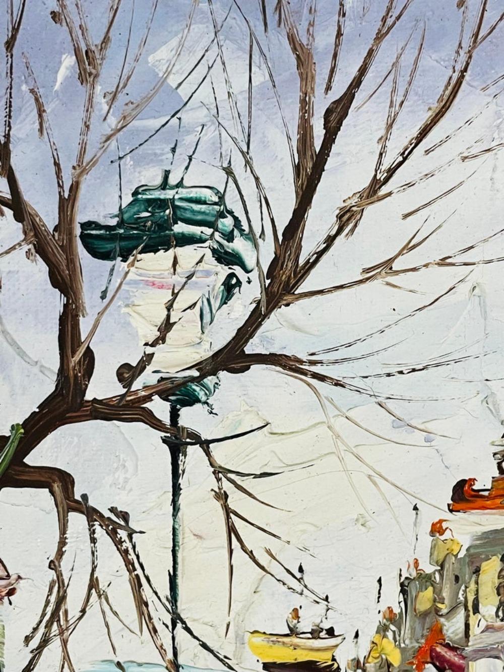 Impressionistisches Gemälde, Öl auf Leinwand, signiert (Braun), Landscape Painting, von Tasica