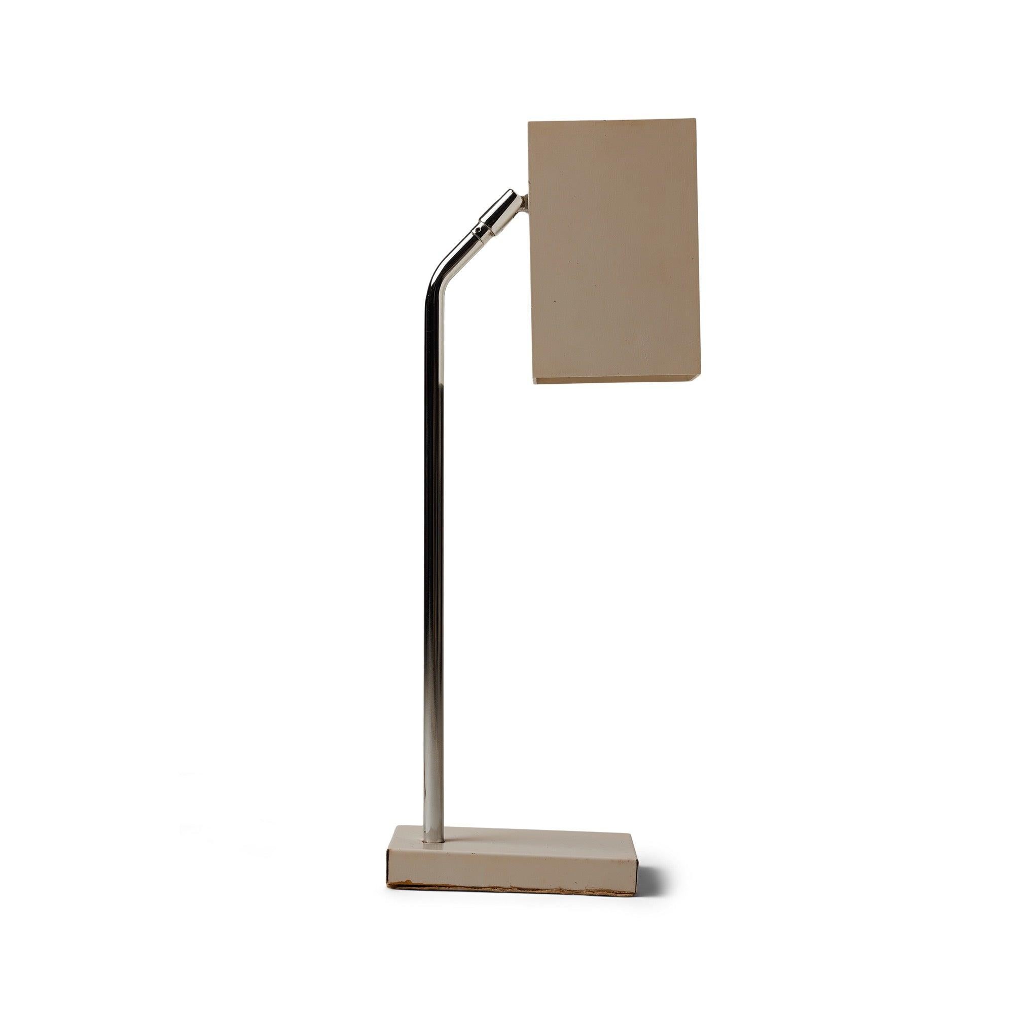 Pivoting box shade task lamp.