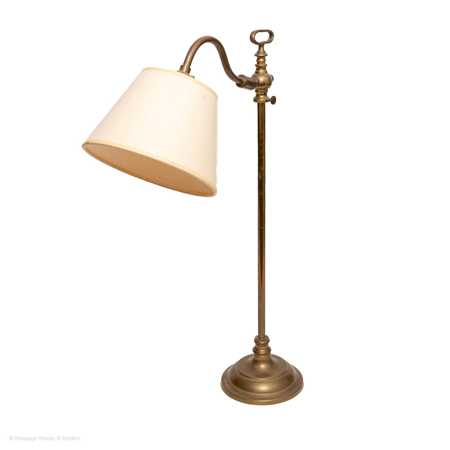 Arts and Crafts Task Reading Lamp Brass Reeded For Sale