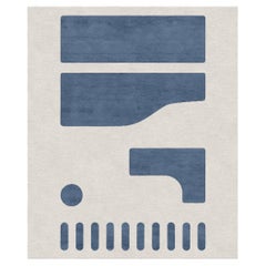 Tasmania Earth, Tappeto contemporaneo beige blu annodato a mano in misto seta