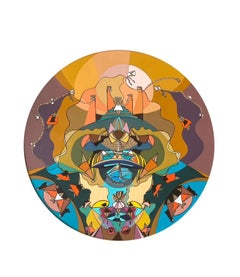 "Asimetría de la vida" Pintura figurativa abstracta D 24" pulgadas by Tasneem El-Meshad