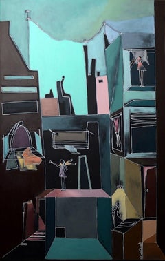 "Equilibrium I" Painting 63" x 39" inch by Tasneem El-Meshad