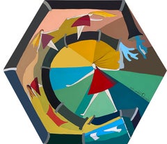 "Hexagonal I" Peinture 39" x 39" pouces par Tasneem El-Meshad