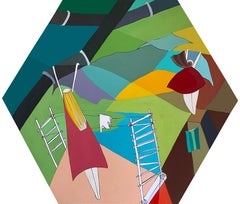 "Hexagonal III" Painting 39" x 39" inch by Tasneem El-Meshad