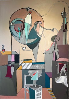 "Sueños del niño interior" Pintura 43" x 35" pulgadas por Tasneem El Meshad