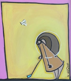 "Kind Soul" (FRAMED) Painting 16" x 14" inch by Tasneem El-Meshad